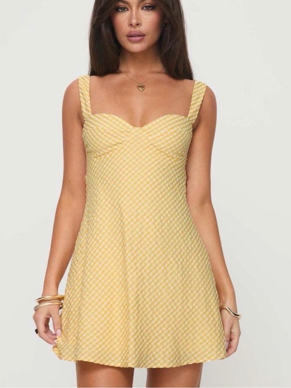 princess polly yellow & white gingham dress